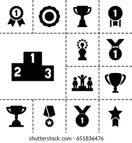 Trophy icon. set of 13 filled trophyicons such as ranking, trophy, award, number 1 medal, medal with star