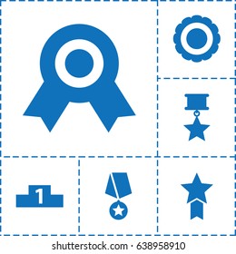 Trophy icon. set of 6 trophy filled icons such as ranking, award, medal with star