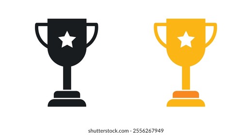 Trophy icon set in black and colored versions.