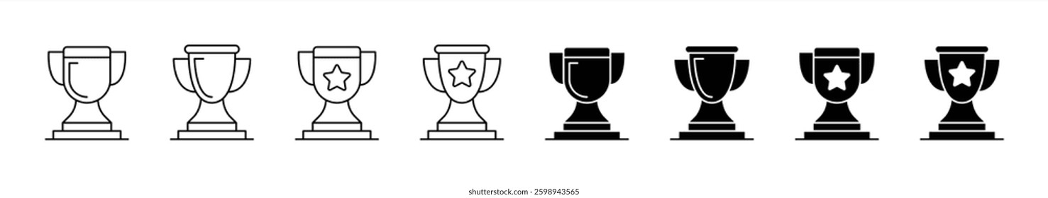 trophy icon set. contain reward, winner, victory, trophy cup icon. vector illustration	