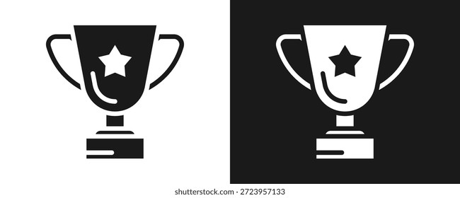 Trophy Icon Set Glyph In White And Black Background