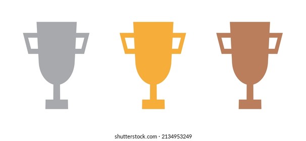 Trophy icon set. Gold, Silver, Silver.
