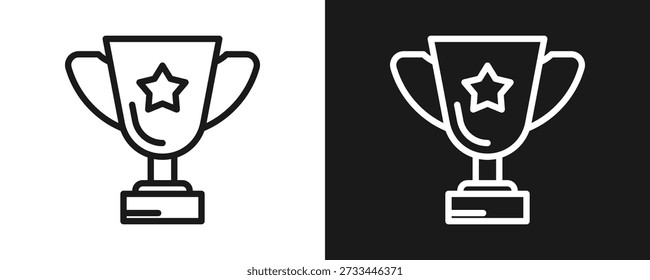 Trophy Icon Set Outline In White And Black Background