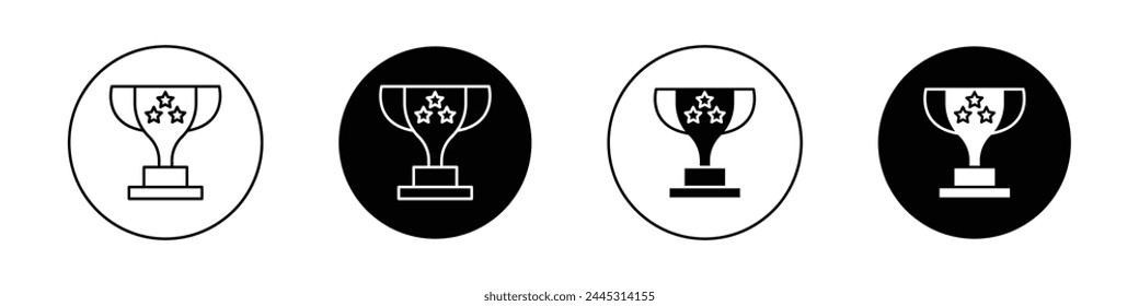 Trophy icon set. sport tournament winner award trophy vector symbol. contest champion 1st prize cup sign.