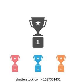 Trophy Icon Set in trendy flat style isolated white background. Prize symbol for your web site design, logo, app, UI. Vector illustration