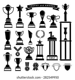 Trophy icon set, vector illustration.