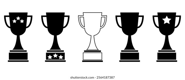 Trophy icon set winner award prize cup sport champion championship first reward victory winning vetor button