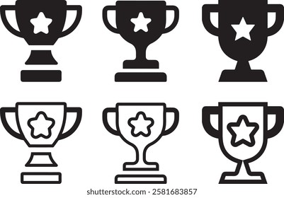 Trophy icon set. winner cup, victory cup icon. Reward symbol sign.  icons set isolated on white background flat vector