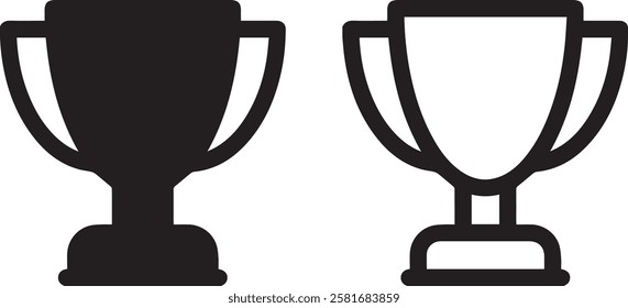 Trophy icon set. winner cup, victory cup icon. Reward symbol sign.  icons set isolated on white background flat vector