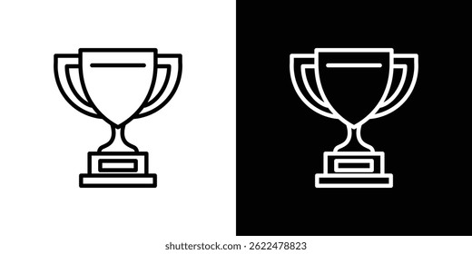 Ícone de troféu forma gráfico simples clipart símbolo. linha fina contorno arte
