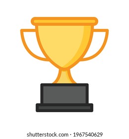 Trophy icon. Simple filled outline style for app and web design element. Winner, award, cup, champ, contest, prize, won concept. Vector illustration isolated on white background. EPS 10.
