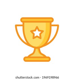 Trophy icon. Simple filled outline style for app and web design element. Winner, award, cup, champ, contest, prize, won concept. Vector illustration isolated on white background. EPS 10.
