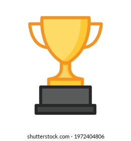 Trophy icon. Simple filled outline style for app and web design element. Winner, award, cup, champ, contest, prize, won concept. Vector illustration isolated on white background. EPS 10.