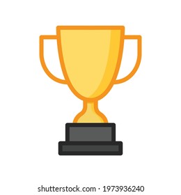 Trophy icon. Simple filled outline style for app and web design element. Winner, award, cup, champ, contest, prize, won concept. Vector illustration isolated on white background. EPS 10.