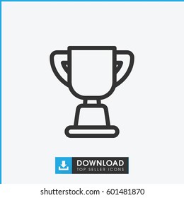 trophy icon. simple outline trophy vector icon. on white background.