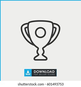 trophy icon. simple outline trophy vector icon. on white background.