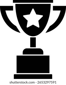 Icono de trofeo con estrella en estilo plano de moda