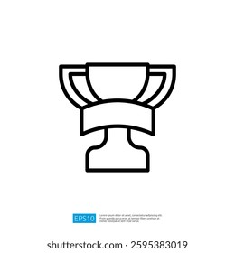Trophy Icon Symbol Representing Achievement and Success in Competitions and Celebrations with Outline Design on a Minimal Background