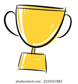 trophy icon. the theme of sport, achievement, school, competition, etc. hand drawn vector illustration.