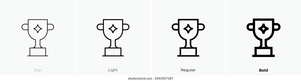 trophy icon. Thin, Light Regular And Bold style design isolated on white background