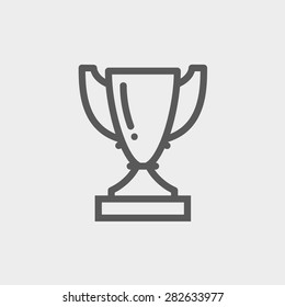 Trophy icon thin line for web and mobile, modern minimalistic flat design. Vector dark grey icon on light grey background.