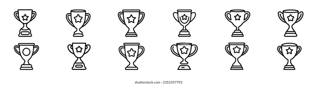 trophy icon in trendy flat style, Vector champion's cup icon, Champion cup outline icons. Trophy icon vector. champions cup icons illustration. First place award sign. Victory symbol.