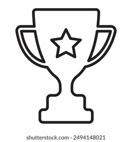 Trophy icon in trendy flat style. Outline trophy icon.  Prize cup symbol. 