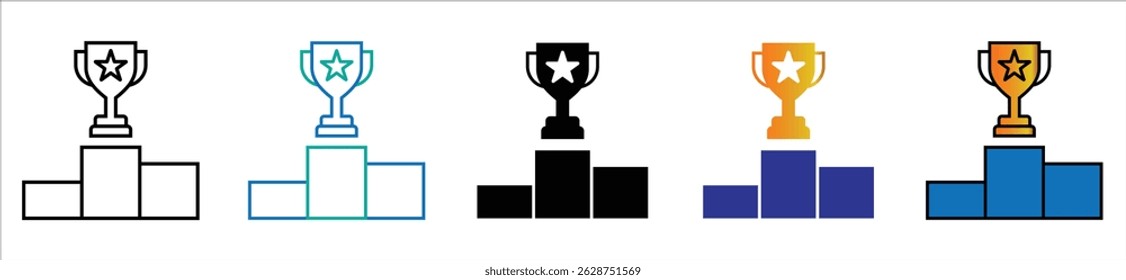 ícone troféu na moda . vetor stock. ilustração.