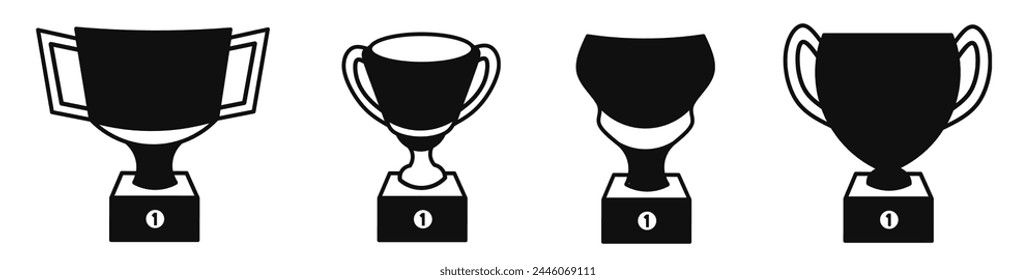 Icono de trofeo Vector blanco y negro Diseño de ilustración para negocios. Vector estándar.