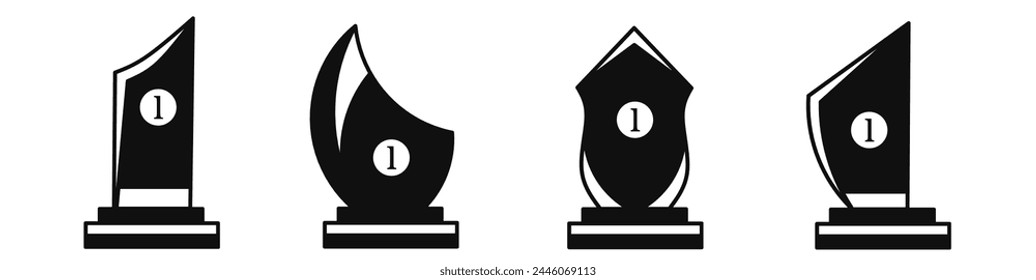 Icono de trofeo Vector blanco y negro Diseño de ilustración para negocios. Vector estándar.