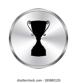  Trophy icon - vector brushed metal button