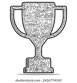 icono de trofeo estilo de grabado vectorial dibujado a mano en blanco y negro