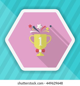 Trophy icon , Vector flat long shadow design. Racing concept.