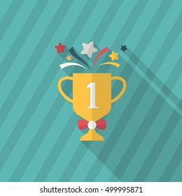 Trophy icon , Vector flat long shadow design. Racing concept.