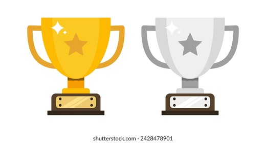 Trophy icon vector in gold silver color. Best use for winner of the competition illustration.