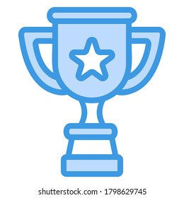 Icono de trofeo en azul para cualquier proyecto, uso para presentación de aplicaciones móviles del sitio web