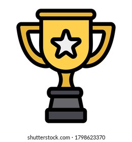 Trophy icon vector illustration in Filled Line style for any projects, use for website mobile app presentation
