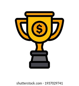 Trophy icon vector illustration in filled line style about marketing and growth for any projects, use for website mobile app presentation