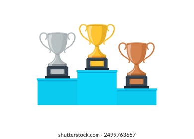 Icono de trofeo. Ilustración vectorial de oro, plata y trofeo de bronce