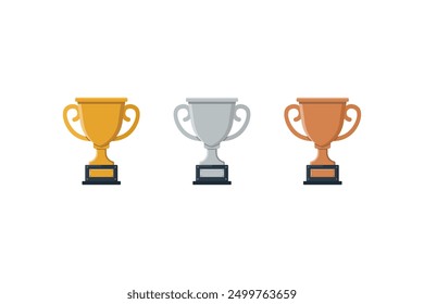 trophy icon. vector illustration of gold, silver and bronze trophy