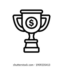 Trophy icon vector illustration in line style about marketing and growth for any projects, use for website mobile app presentation