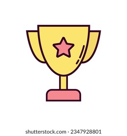 Trophy Icon Vector Illustration. Trophy Lineal Color Icon