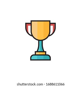 trophy icon vector illustration. trophy icon with primery color. filled outline style