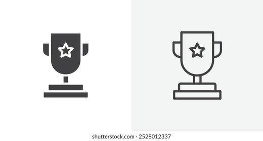 Trophy icon vector icon set in black and white color.