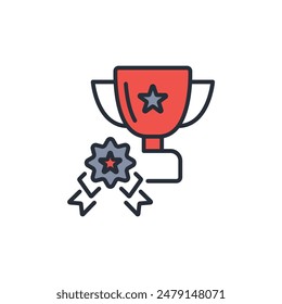 trophy icon. vector.Editable stroke.linear style sign for use web design,logo.Symbol illustration.