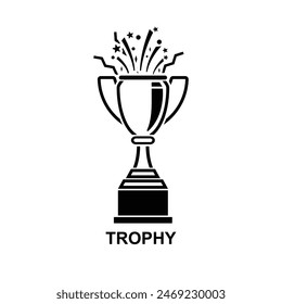 Trophy icon. Winer icon. Hand holding trophy cup isolated on background vector illustration.