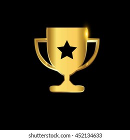 Trophy icon winner golden colored, vector Illustration