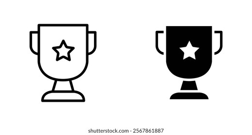 Trophy icons collection in Filled flat and thin line style.