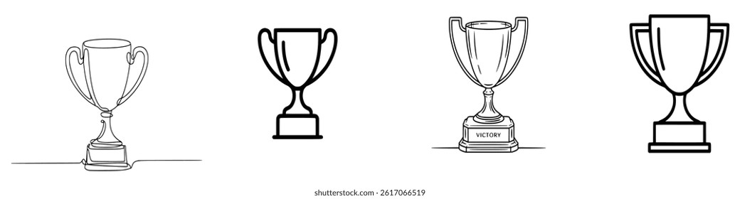 Trophy icons collection various styles minimalist design achievement and success concept