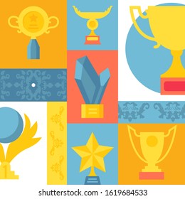 Trophy Icons Colorful Collage Vector Illustration Stock Vector (Royalty ...